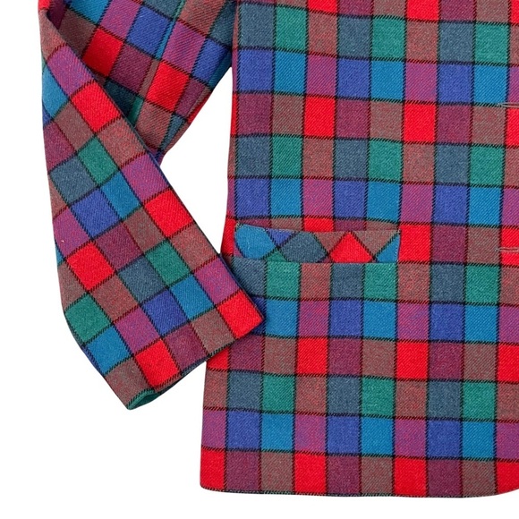 VINTAGE Checkered Wool Blazer - Picture 8 of 12